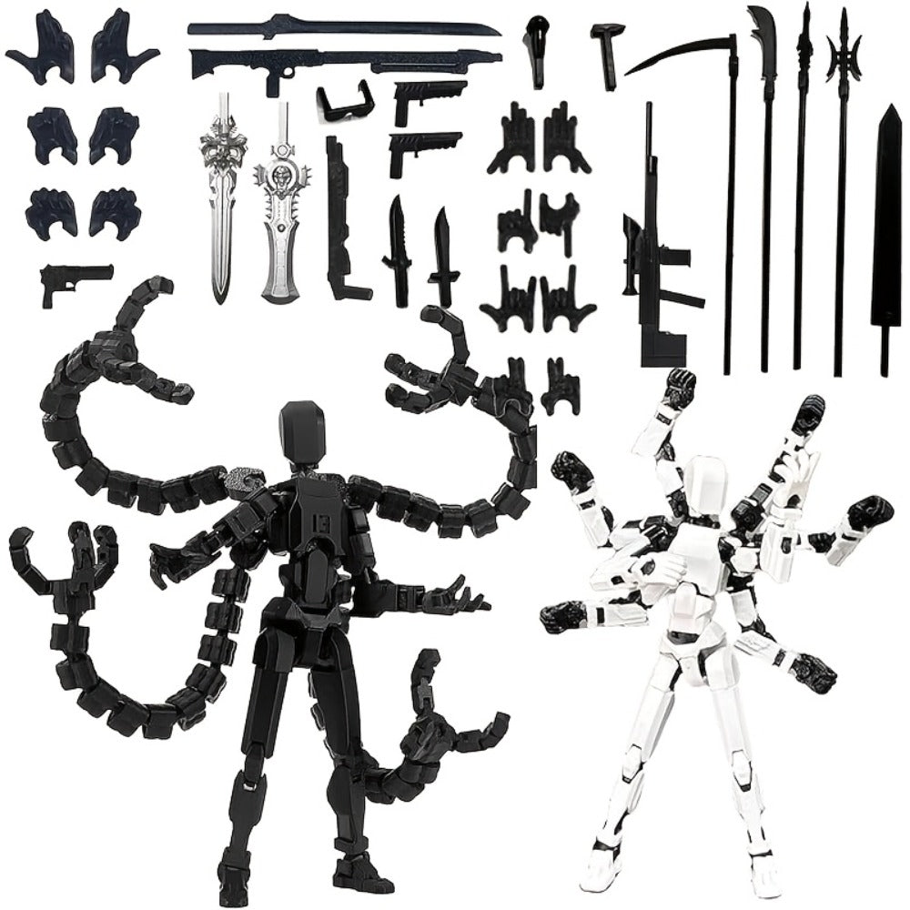 3D Printed Action Figure Set 2pcs T13 – 5.5 Inch Assembled Collectible Desktop Ornament Toy Figures for Game Enthusiasts