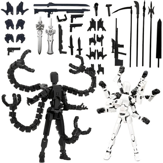 3D Printed Action Figure Set 2pcs T13 – 5.5 Inch Assembled Collectible Desktop Ornament Toy Figures for Game Enthusiasts