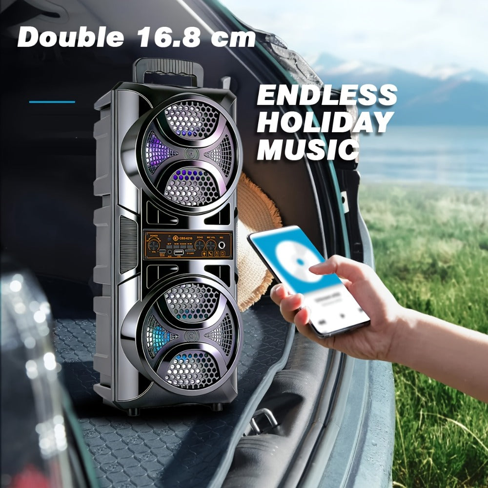 1200W PA Bluetooth Speaker with Wired Microphone & LED Lights, Portable Rechargeable Wireless Speaker