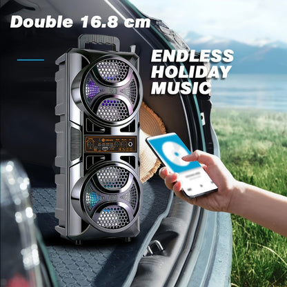 1200W PA Bluetooth Speaker with Wired Microphone & LED Lights, Portable Rechargeable Wireless Speaker