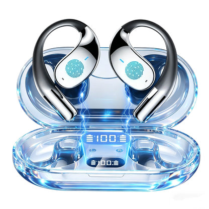 Bone Conduction Headphones Bluetooth 5.4 Open Ear Sport Earbuds 80H Battery LED Display Stereo for an Everyday Personal Care Routine
