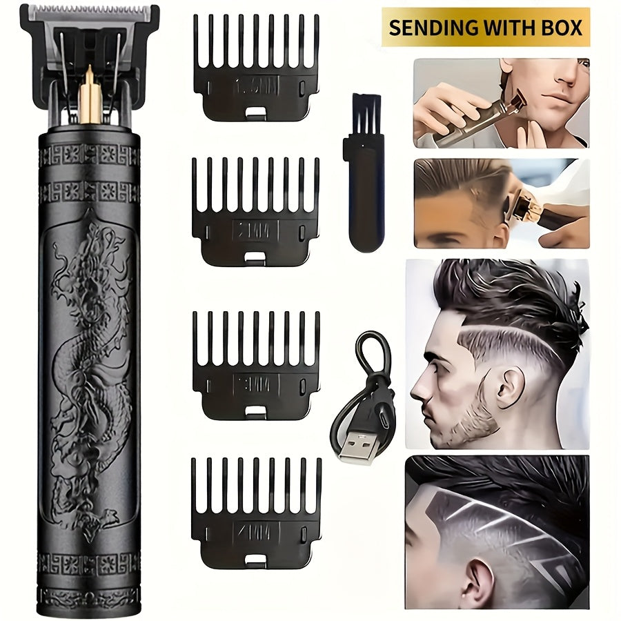 Hair Clipper Retro T-Blade Cordless Trimmer with LED Display, USB Charging and T9 or T10 Style Options
