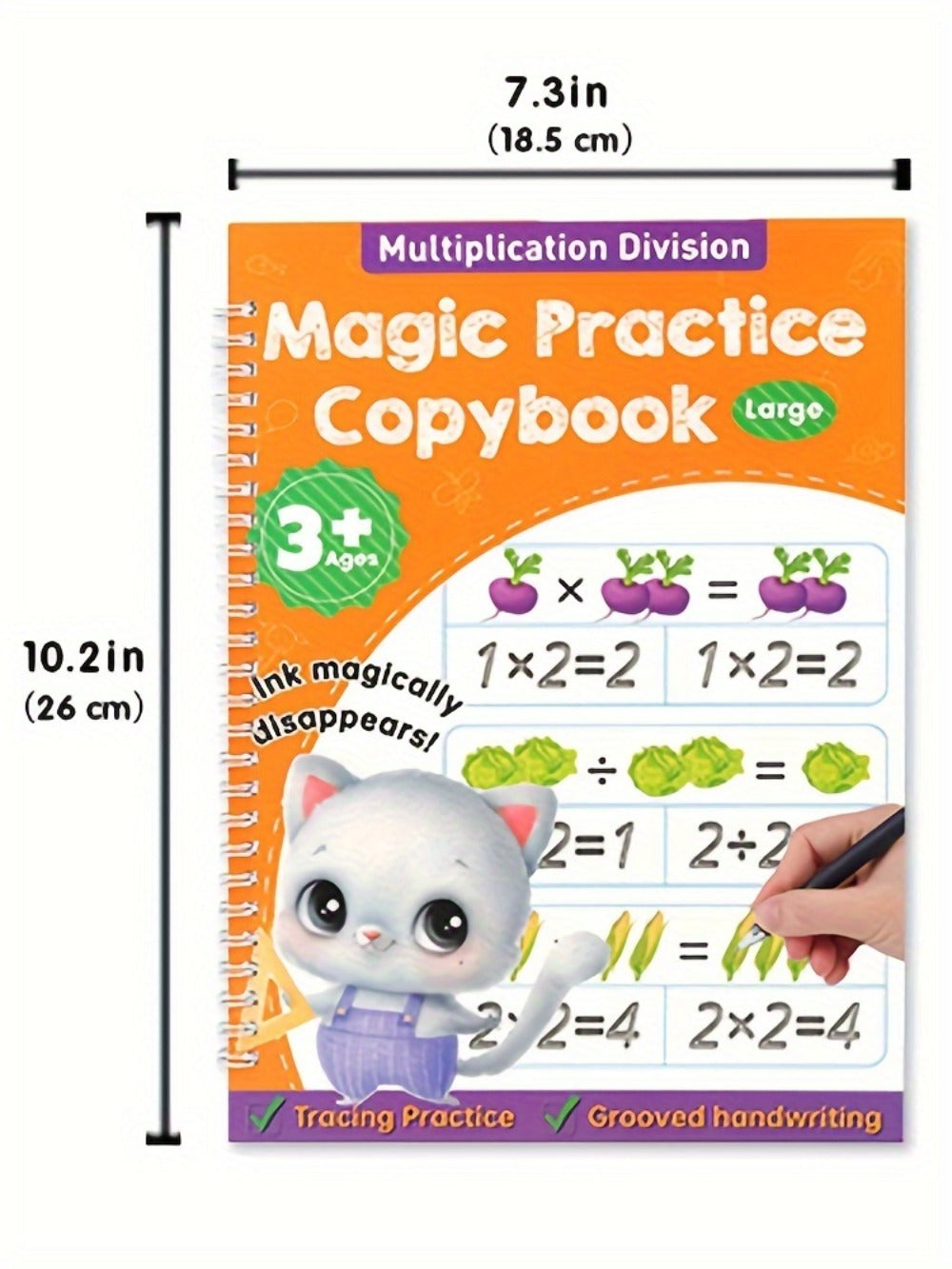 Magic Grooved Handwriting Practice Book for Kids Ages 3-8 – Reusable 5-in-1 Tracing Workbook for Letters Numbers Drawing Math