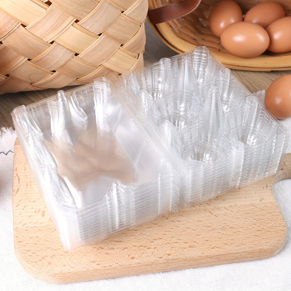 Plastic Egg Cartons, 60 Pack Clear 6-Cavity Reusable Egg Holders with 4 Label Stickers – Bulk Egg Carton Set for Home, Ranch, Chicken Farm