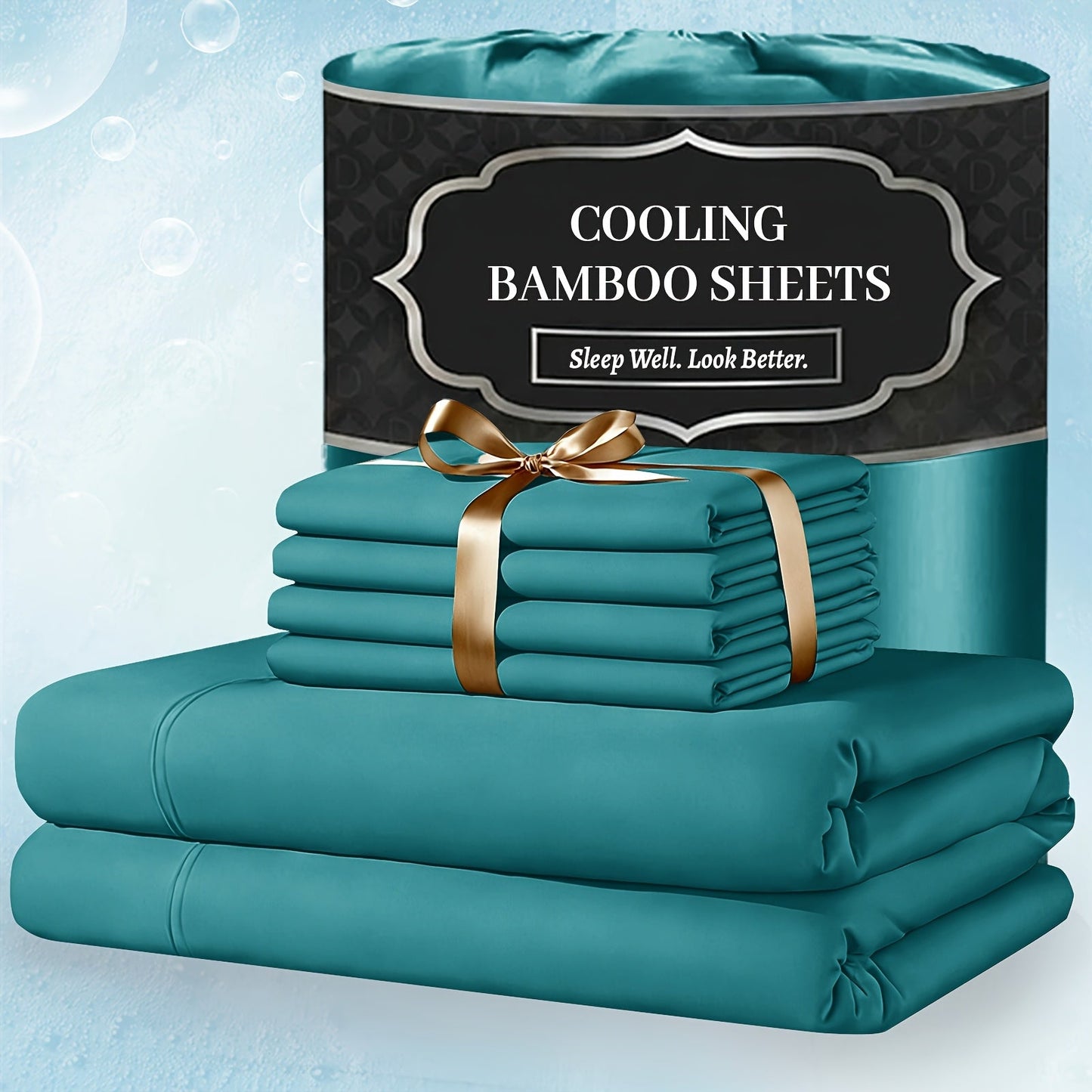 Bed Sheet Set 4-Piece Bamboo-Derived Fabric with Available Extra-Deep Pocket and Eighteen Colors