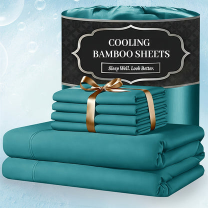 Bed Sheet Set 4-Piece Bamboo-Derived Fabric with Available Extra-Deep Pocket and Eighteen Colors