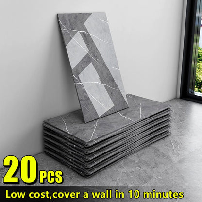 Marble Peel and Stick Wall Panels Self-Adhesive 3D Decorative Tiles – Glossy Marble Sheets, for Entryways, Bedrooms and Living Spaces