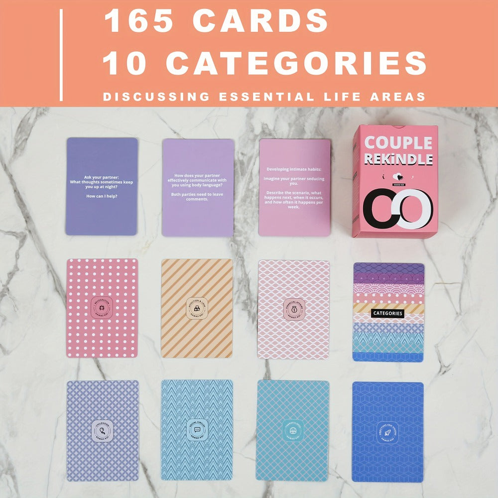 Couple Rekindle Conversation Card Game with 165 Cards, 10 Prompt Categories, Pink Box and Two-Person Play Format