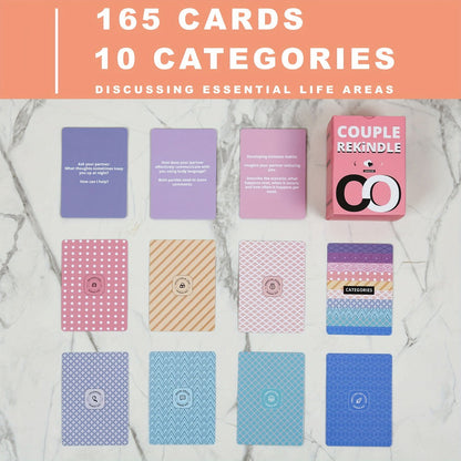 Couple Rekindle Conversation Card Game with 165 Cards, 10 Prompt Categories, Pink Box and Two-Person Play Format