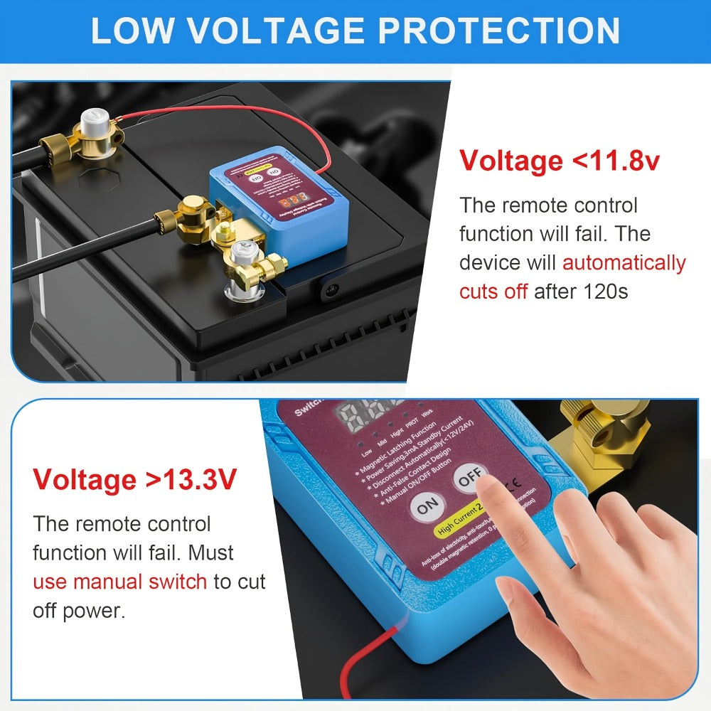 Battery Disconnect Switch 12V 240A – Smart LED Voltage Display Kill Switch, Anti-Theft Battery Drain Prevention for Car Truck RV (Wired