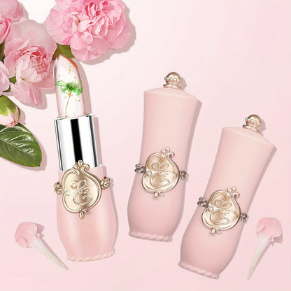 Color Changing Lip Balm Set 6PCS Flower Jelly Lipstick Thermostat Tinted Peach Flavor, for Makeup, Travel and Everyday Vanity Use