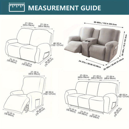 Sofa Cover Big-Leaf Jacquard High-Stretch Recliner Slipcover for 1, 2 or 3 Seats and Console Loveseats