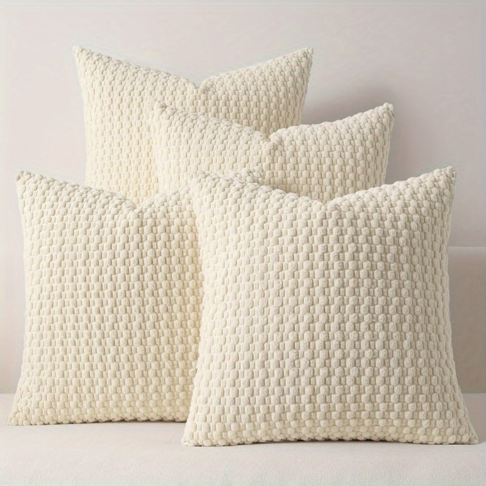 Velvet Throw Pillow Covers 4-Pack 20x20 Inch - Double-Sided Cushion Covers with Zipper Closure