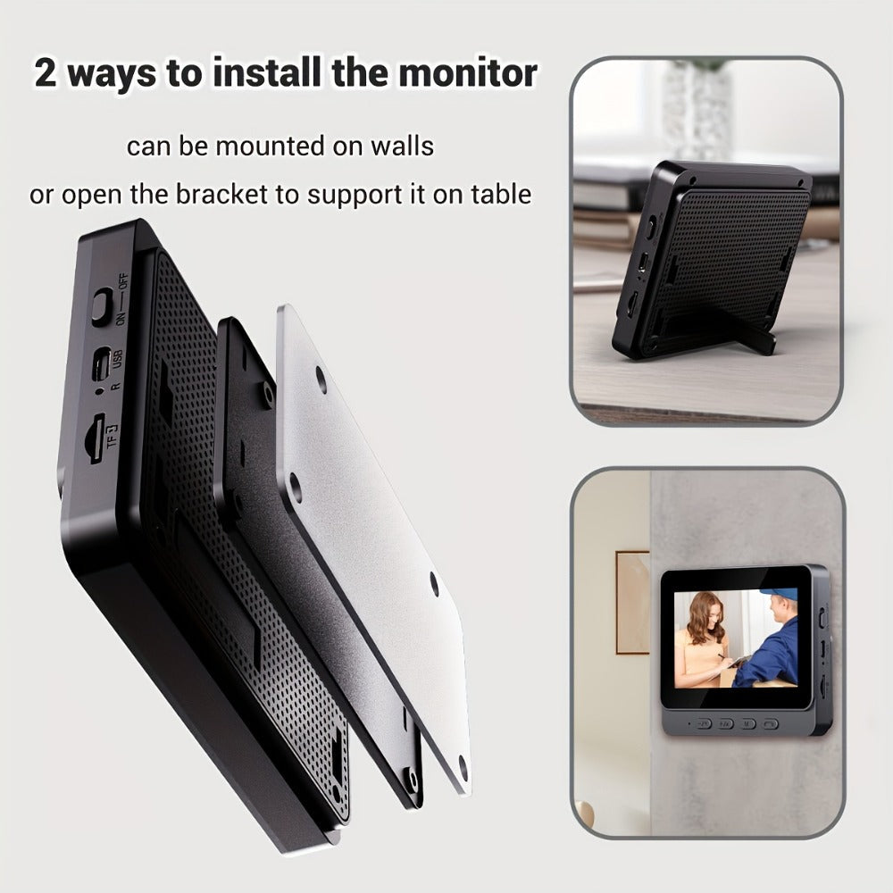 1296P Video Doorbell with 4.3" Indoor Monitor & Local SD Storage - No WiFi No App Required, Two-Way Audio