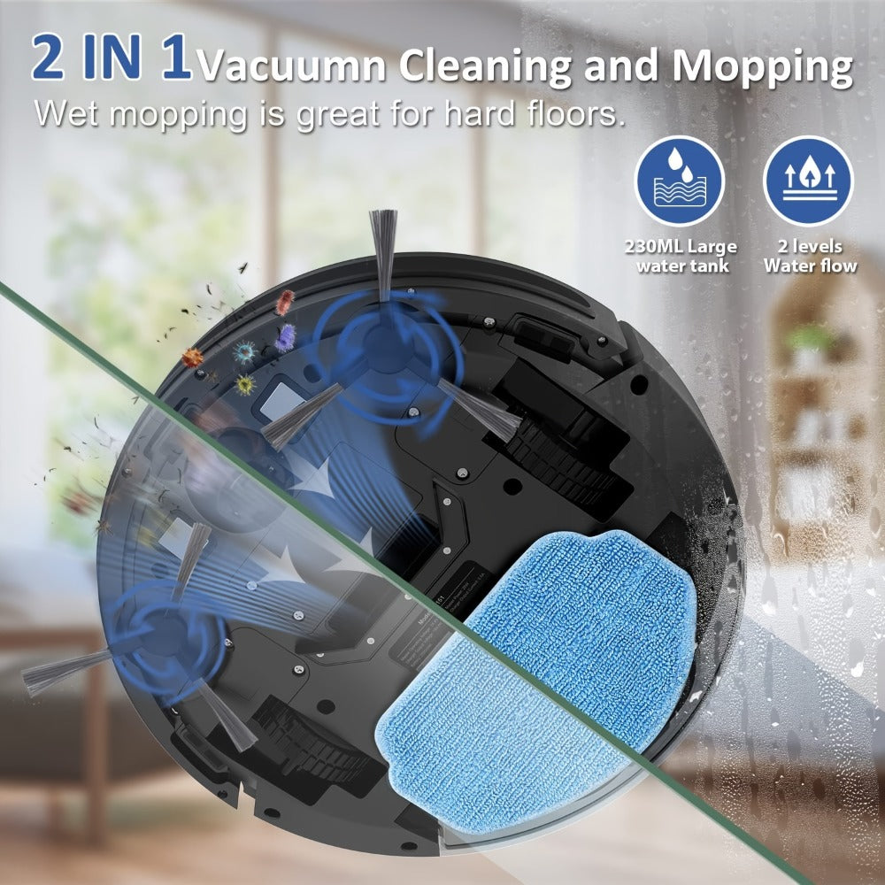 Robot Vacuum Cleaner 5000Pa 3-in-1 Sweep Vacuum Mop with Auto Charging App Voice Control for Entryways, Bedrooms and Living Spaces