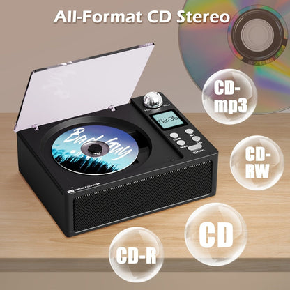 CD Player with Bluetooth Stereo Speakers, FM Radio, USB Playback, AUX Input, LED Display, Remote Control