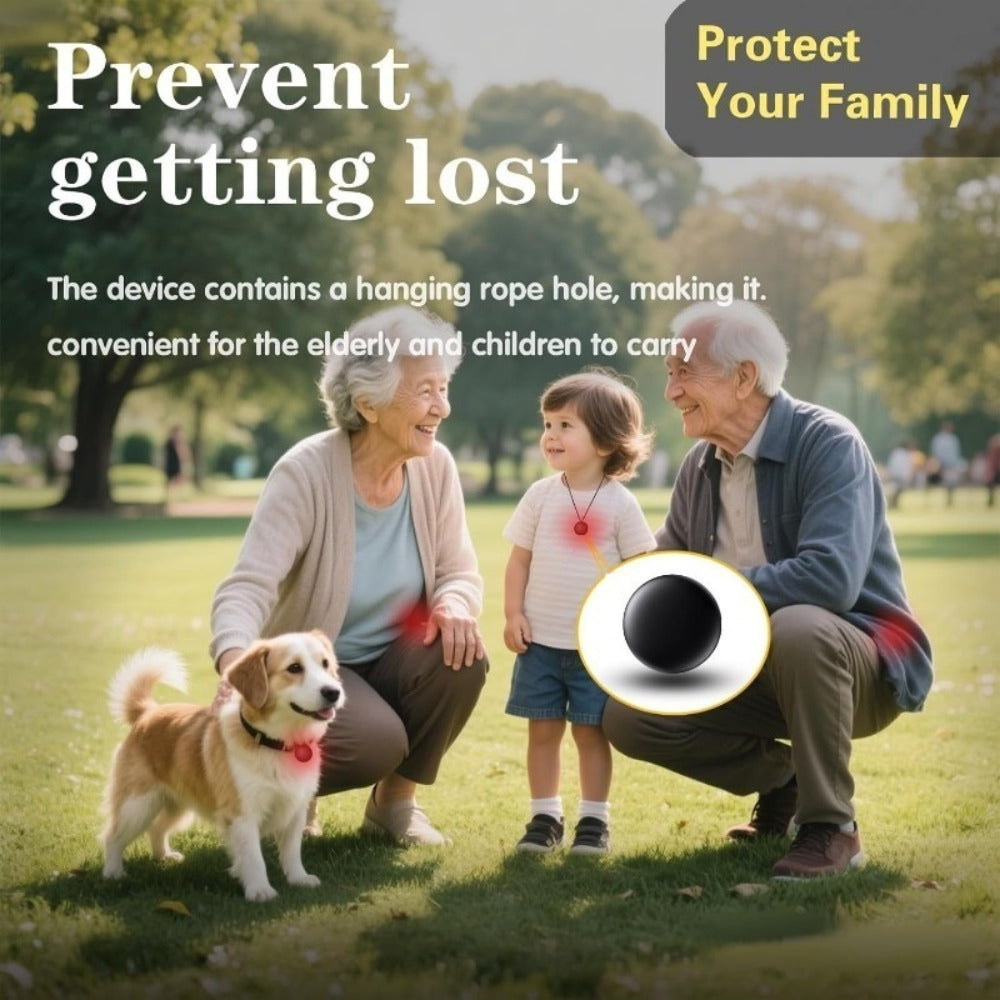 Two-Pack Round Find My Locator Tags with Black Magnetic Holders for Vehicles and Personal Items