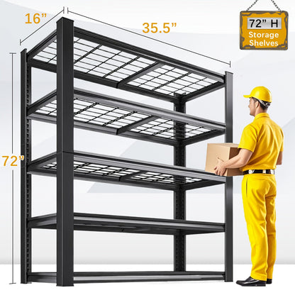 Garage Storage Shelves Adjustable Metal Shelving 72", Upgrade Double Layer Column Commercial Grade Utility Rack