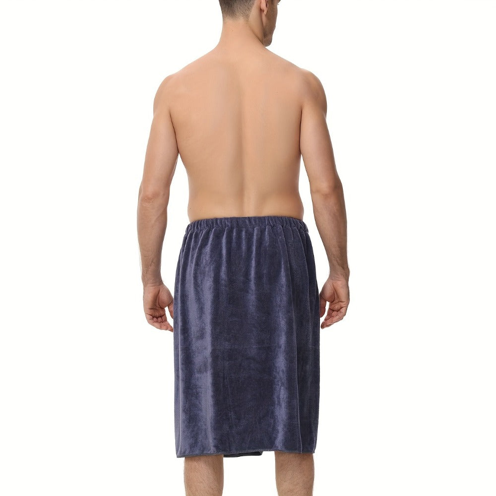 Bath Towels Wearable Mens Wrap 320GSM Suede Microfiber in Blue or Brown for Shower and Spa