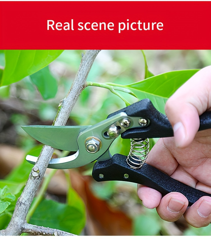 Bypass Pruning Shears with Curved Blade, Return Spring and Gold or Black Coated Handle Options