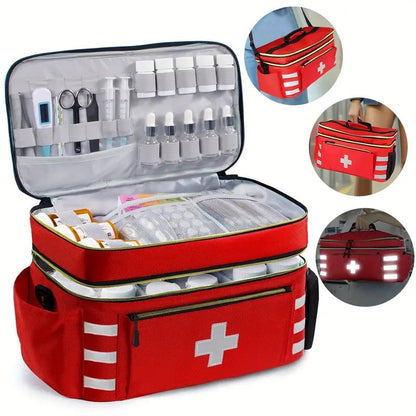 Medicine Storage Bag Organizer – Household First Aid Kit Bag, Portable Medicine Cabinet Basket with Compartments for Home