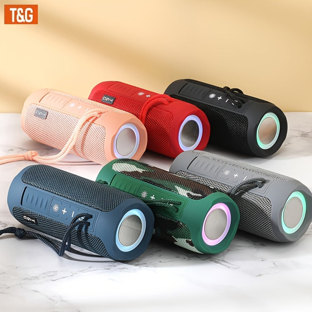 TG227 Portable Bluetooth Speaker with LED Breathing Light, TWS Stereo Sound, USB-C Rechargeable, Wireless Speaker for Outdoor Camping