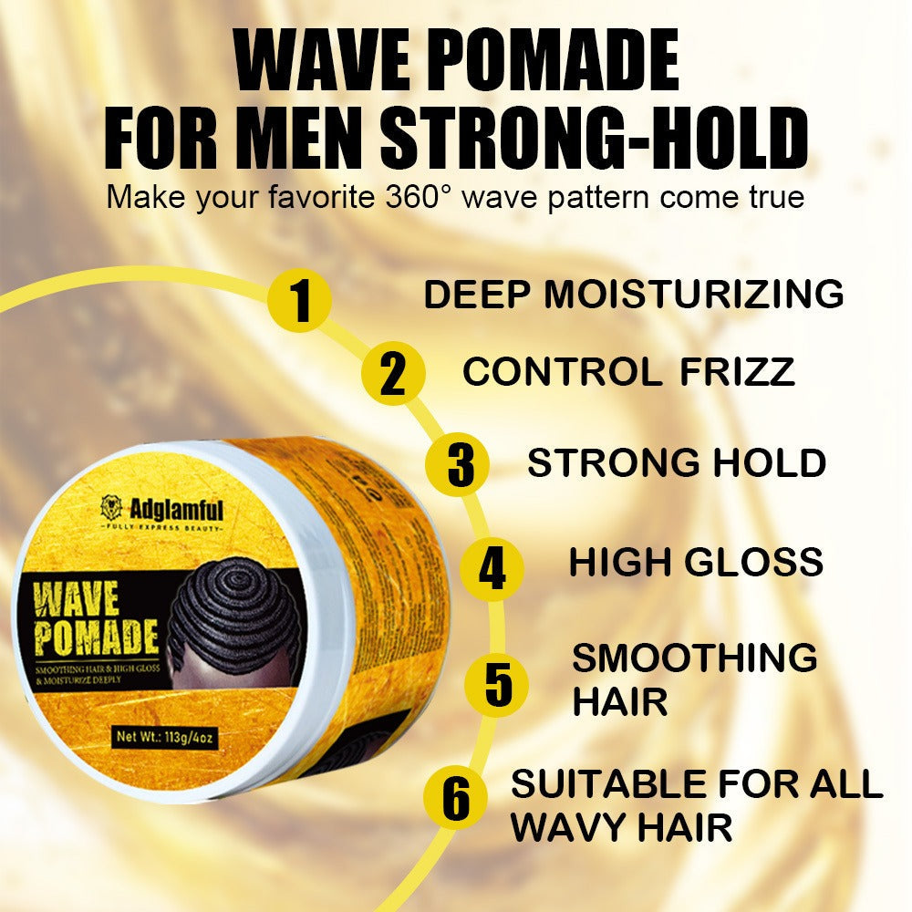 360 Wave Pomade for Men – Wave Control Defining Cream for Layered Waves, Volume & Texture | Non-Greasy, Water-Soluble