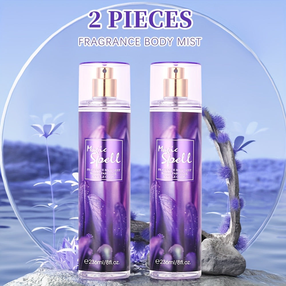 Body & Hair Fragrance Mist for Women 2PCS Set - Perfume Spray 8 fl oz, Fruity Floral Scents Peach Pear Cherry Blossom