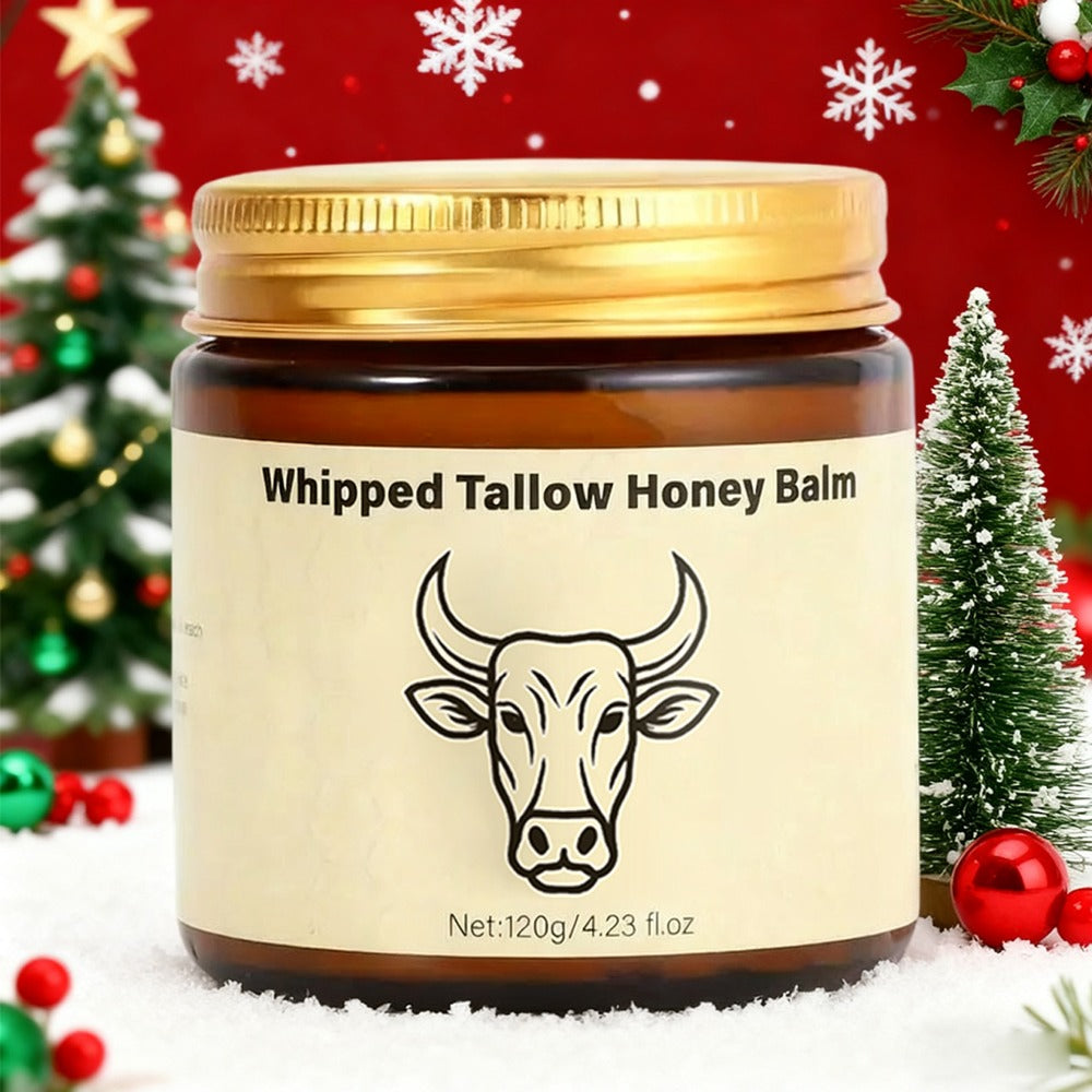 Body Cream Two-Pack 120g Whipped Tallow Honey Balm Jars with Gold Lids for Face Hands and External Body Use