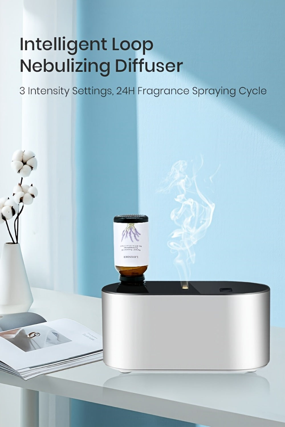 Essential Oil Diffuser Waterless Aroma Diffuser, USB Mini Humidifier, 3 Misting Modes, Color LED Lights