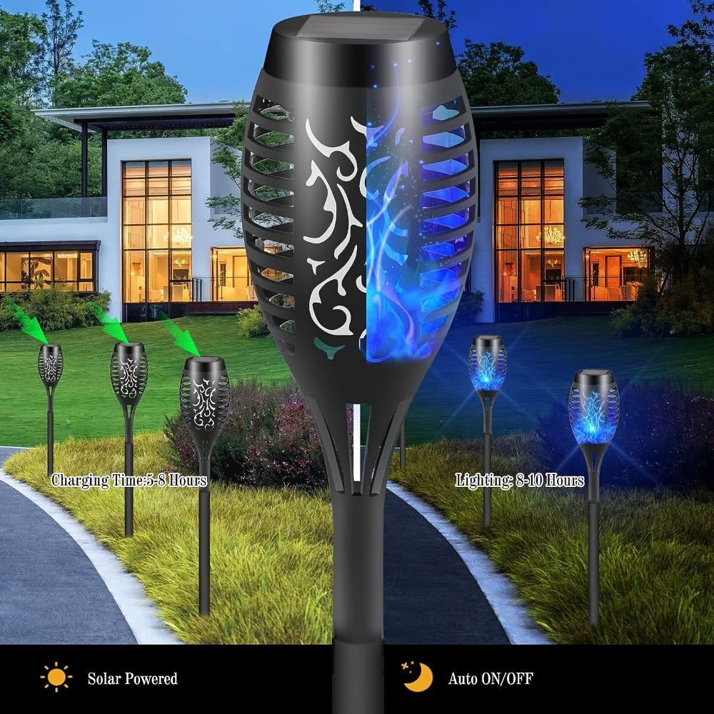 Solar Torch Lights Flickering Flame Outdoor, Dancing Flame Solar Garden Lights, Landscape Pathway Torch for Garden
