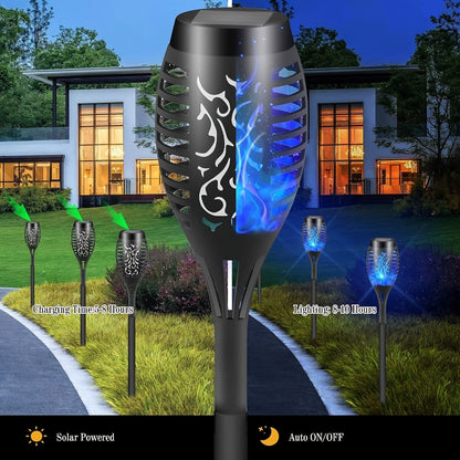 Solar Torch Lights Flickering Flame Outdoor, Dancing Flame Solar Garden Lights, Landscape Pathway Torch for Garden