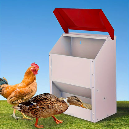 Chicken Feeder, Metal Galvanized Wall Mount Coop for Garden, Patio and Yard Use, with the Listed Configuration