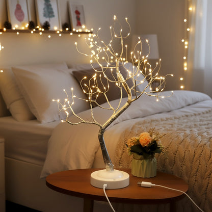 LED Bonsai Tree Light Tabletop Fairy Tree Lamp 108 LEDs 8 Lighting Modes Timer 20 Inch White for Entryways, Bedrooms and Living Spaces