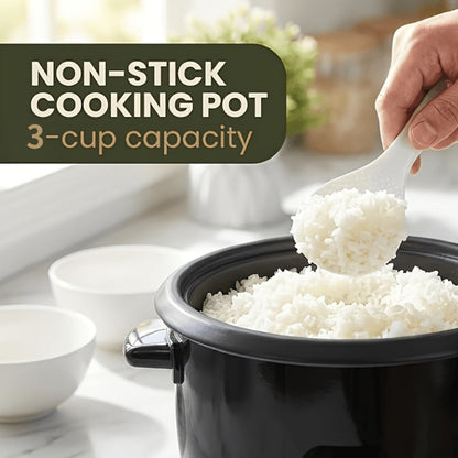 Rice Cooker Small Mini 3-Cup Uncooked 6-Cup Cooked, 1.5Qt Electric Rice Pot with Auto Keep, One-Touch Operation