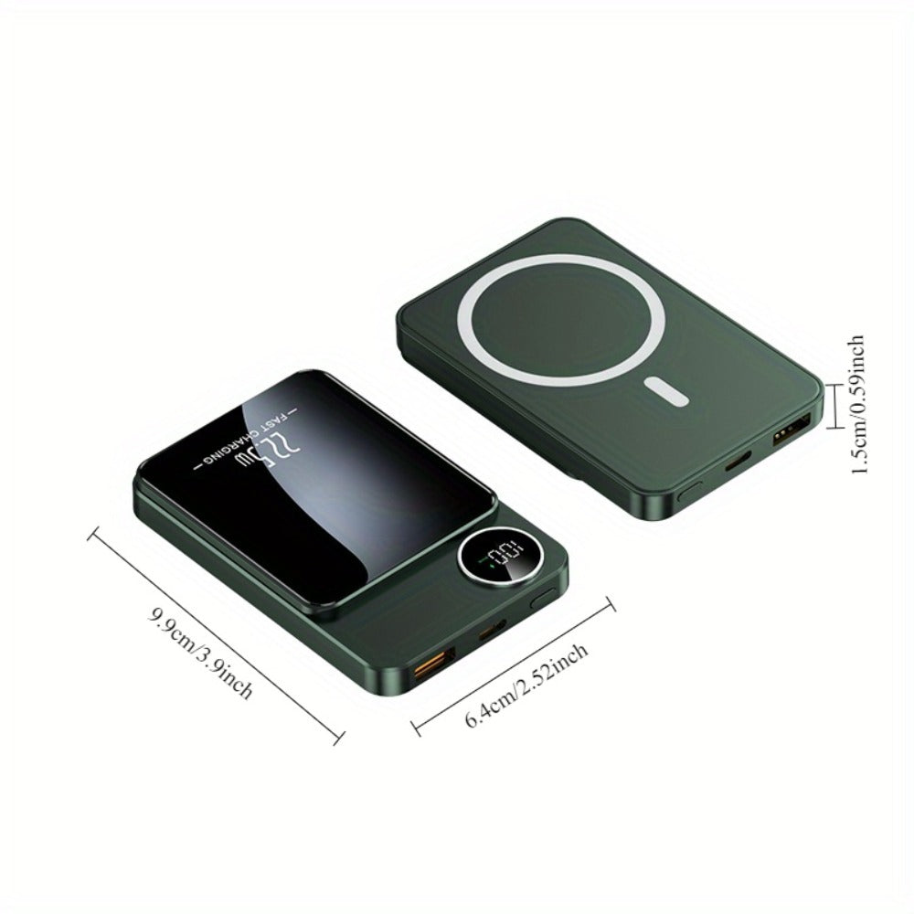 Power Bank Magnetic 5000mAh or 10000mAh with 15W Wireless Charging and LED Indicator in Three Colors