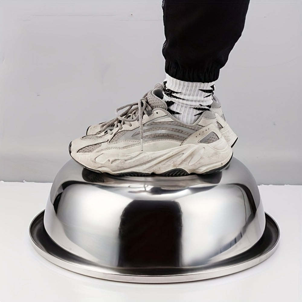 Large Stainless Steel Mixing Bowl, 304 Salad & Wash Basin, Hammer Finish, Base, Rounded Edges, Kitchen