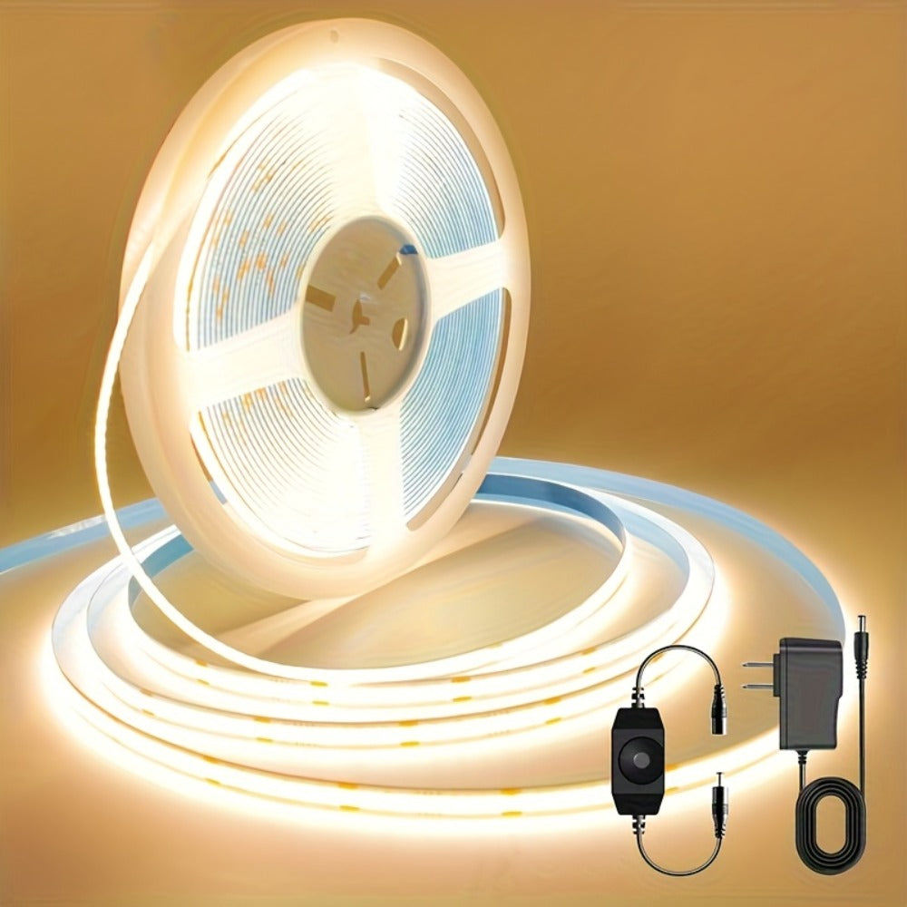 COB LED Strip Light Dimmable 32.8ft 10m, 8mm Ultra-Thin 24V High Density Flexible COB LED Tape Light with Dimmer Switch