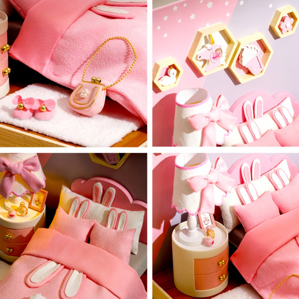 DIY Miniature Dollhouse Kit with Dust Cover Small, Mini House Model No Glue with the Listed Color, Size or Set Options for Everyday Use