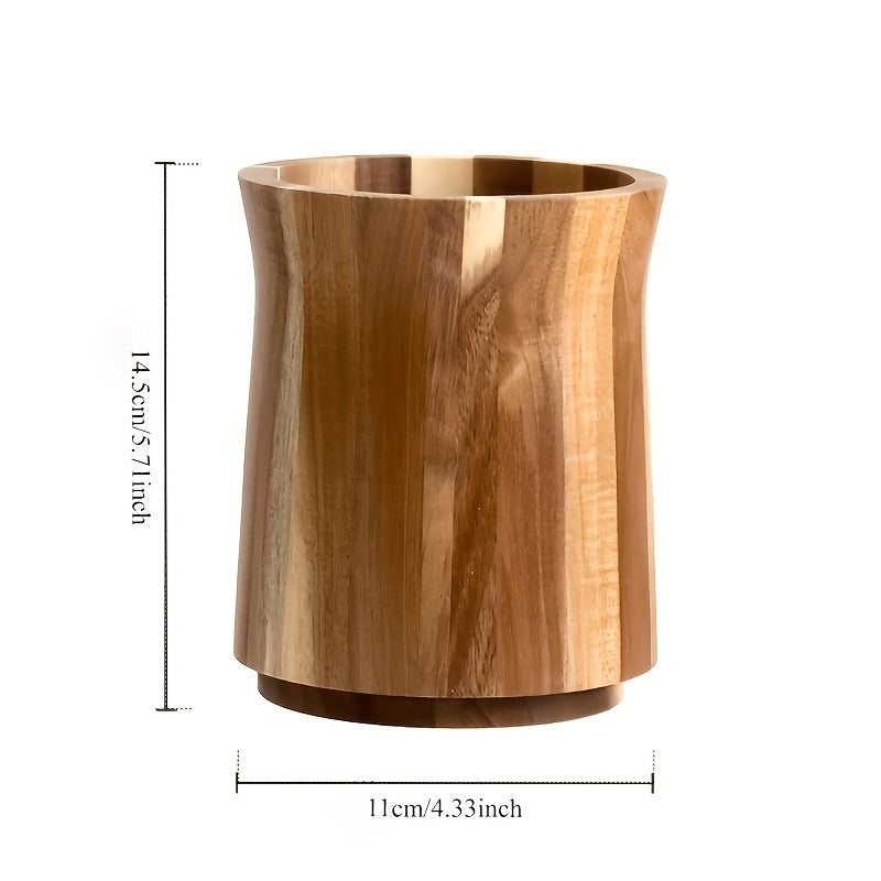 Utensil Holder & Chopstick Organizer – Wall-Mounted Wood Cutlery Storage, No Screws or Adhesive