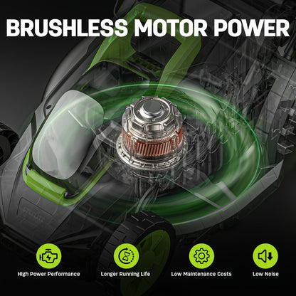 Cordless Lawn Mower Brushless Motor 13-Inch 21V Electric Lawn Mower Battery Powered with 4.0Ah Battery for Garden, Patio and Yard Use