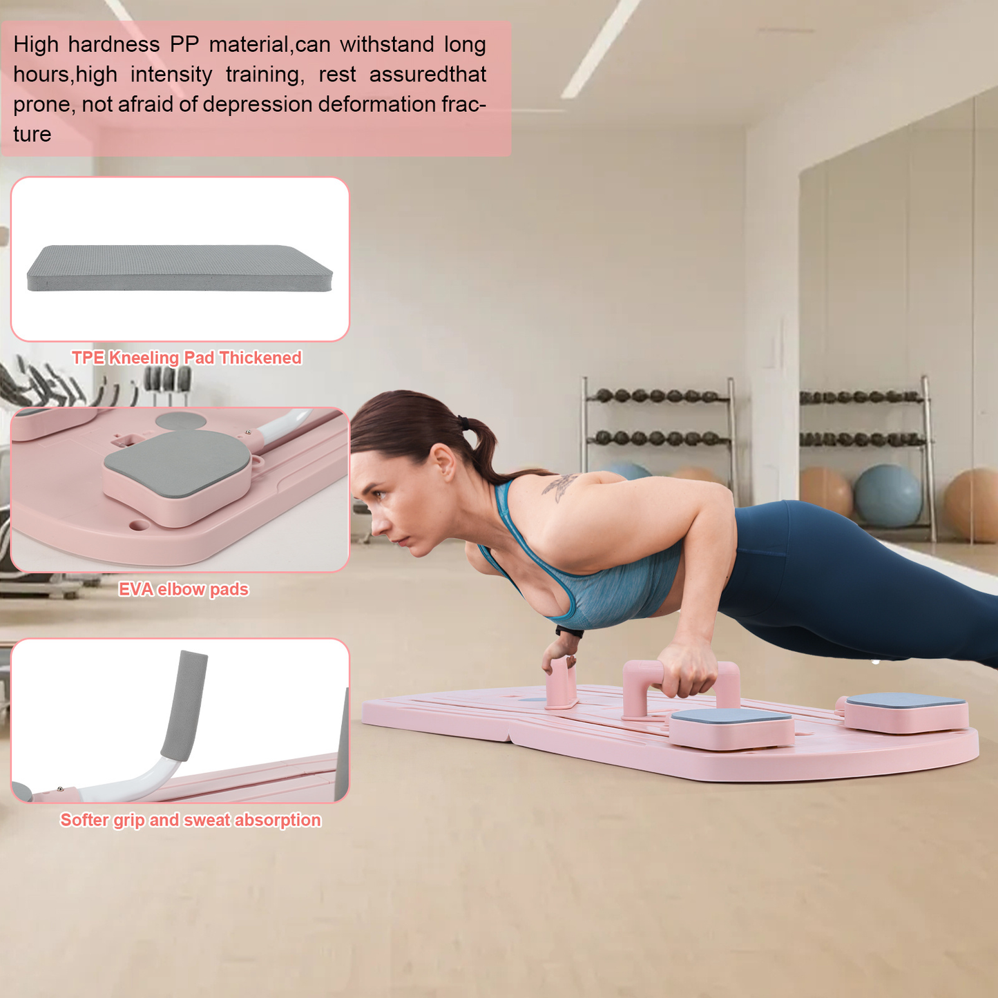 Foldable Pilates Board 8-in-1 with Resistance Bands – Anti-Slip Yoga Push-Up Board for Core Strength, Balance