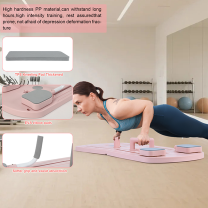 Foldable Pilates Board 8-in-1 with Resistance Bands – Anti-Slip Yoga Push-Up Board for Core Strength, Balance