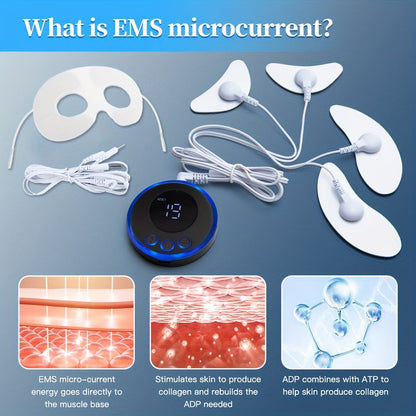 EMS Facial & Eye Massager Microcurrent TENS Device FDA Cleared Face Slimming Eye Lift 6 Modes 10 Levels for Home or Salon Spa Use