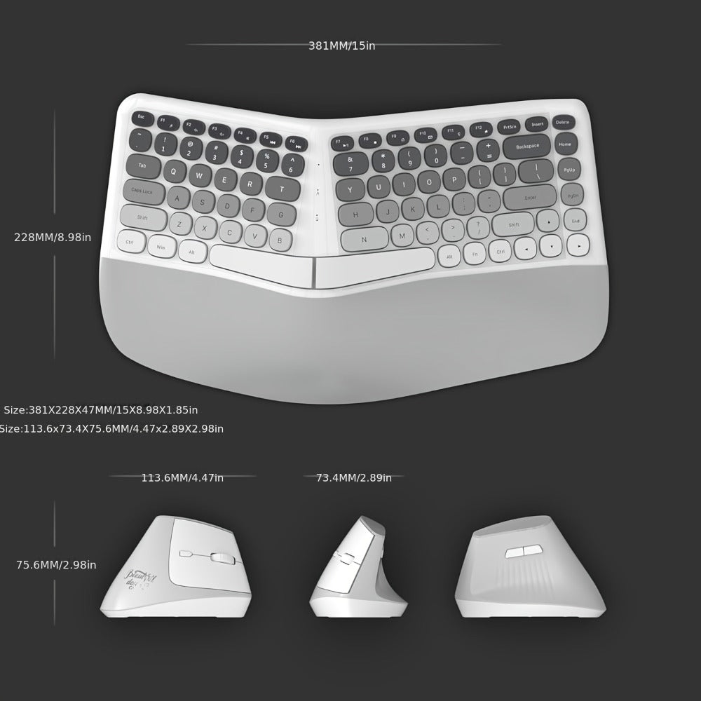 Wireless Keyboard and Mouse Combo with Wrist Support Anti-RSI Silent Keys 2.4GHz Plug-and-Play for an Everyday Personal Care Routine