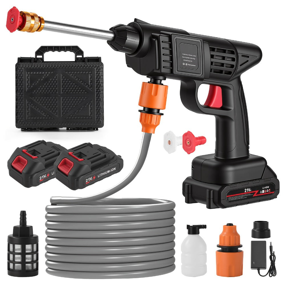 Cordless Pressure Washer 300W – 6-in-1 Nozzle, 1.3GPM Handheld Car Wash Gun with 15000mAh Battery, 60-Min Runtime for Car, Home