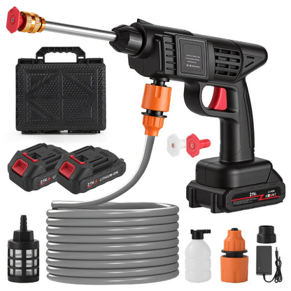 Cordless Pressure Washer 300W – 6-in-1 Nozzle, 1.3GPM Handheld Car Wash Gun with 15000mAh Battery, 60-Min Runtime for Car, Home