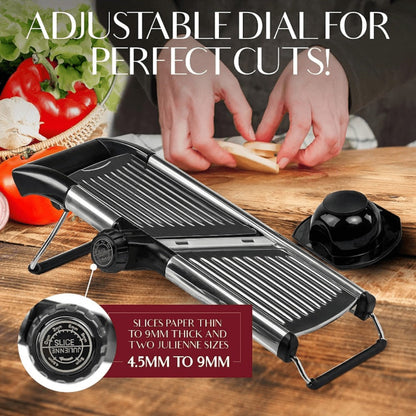 Mandoline Slicer 7-Blade Stainless Steel Vegetable Slicer with Adjustable Thickness & Safety for Home Cooking, Dining and Outdoor Meals