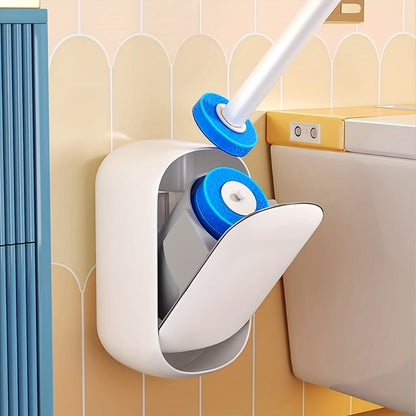 Disposable Toilet Brush & Holder Set with 6 Refill Wands, Wall Mounted, Pre-Loaded Scrubbing Solution