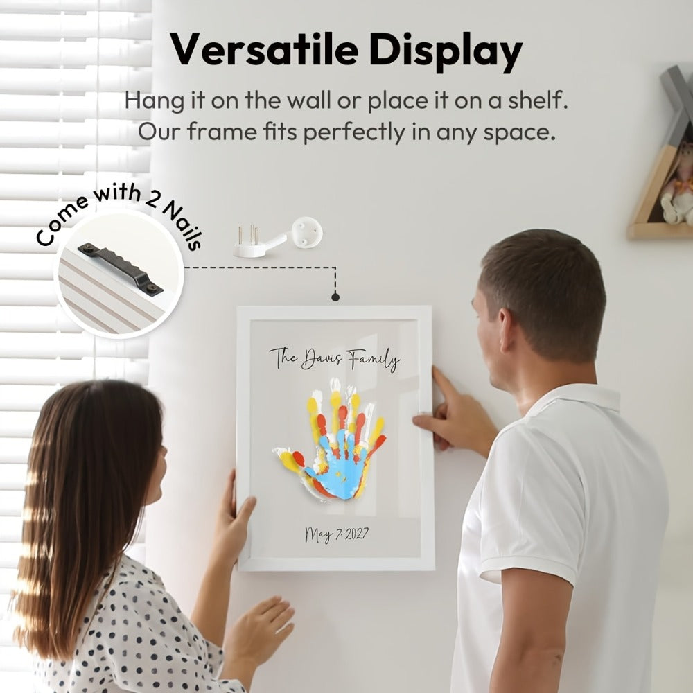 Handprint Kit for Family - DIY Wooden Keepsake Frame with Paint, Baby Hand & Footprint Craft Set